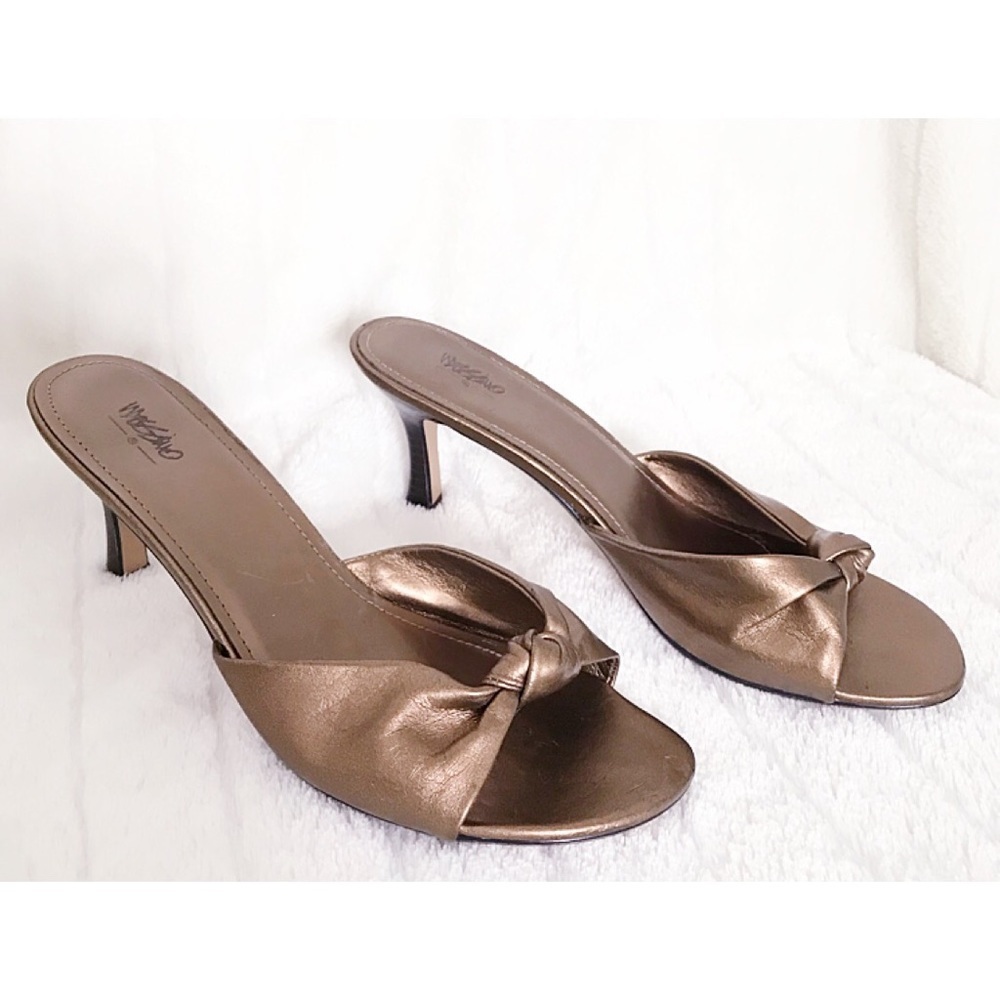 MOSSIMO Sz 9 “Forget Me Knot” Bronze Leather Slide